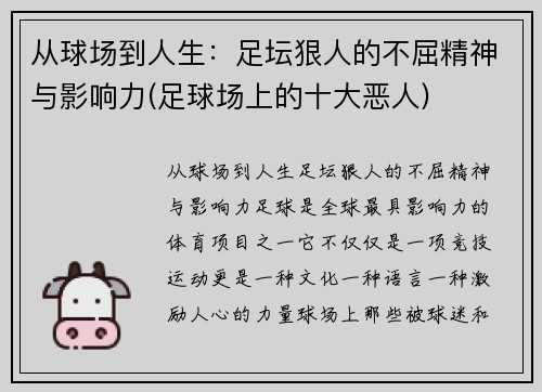 从球场到人生：足坛狠人的不屈精神与影响力(足球场上的十大恶人)